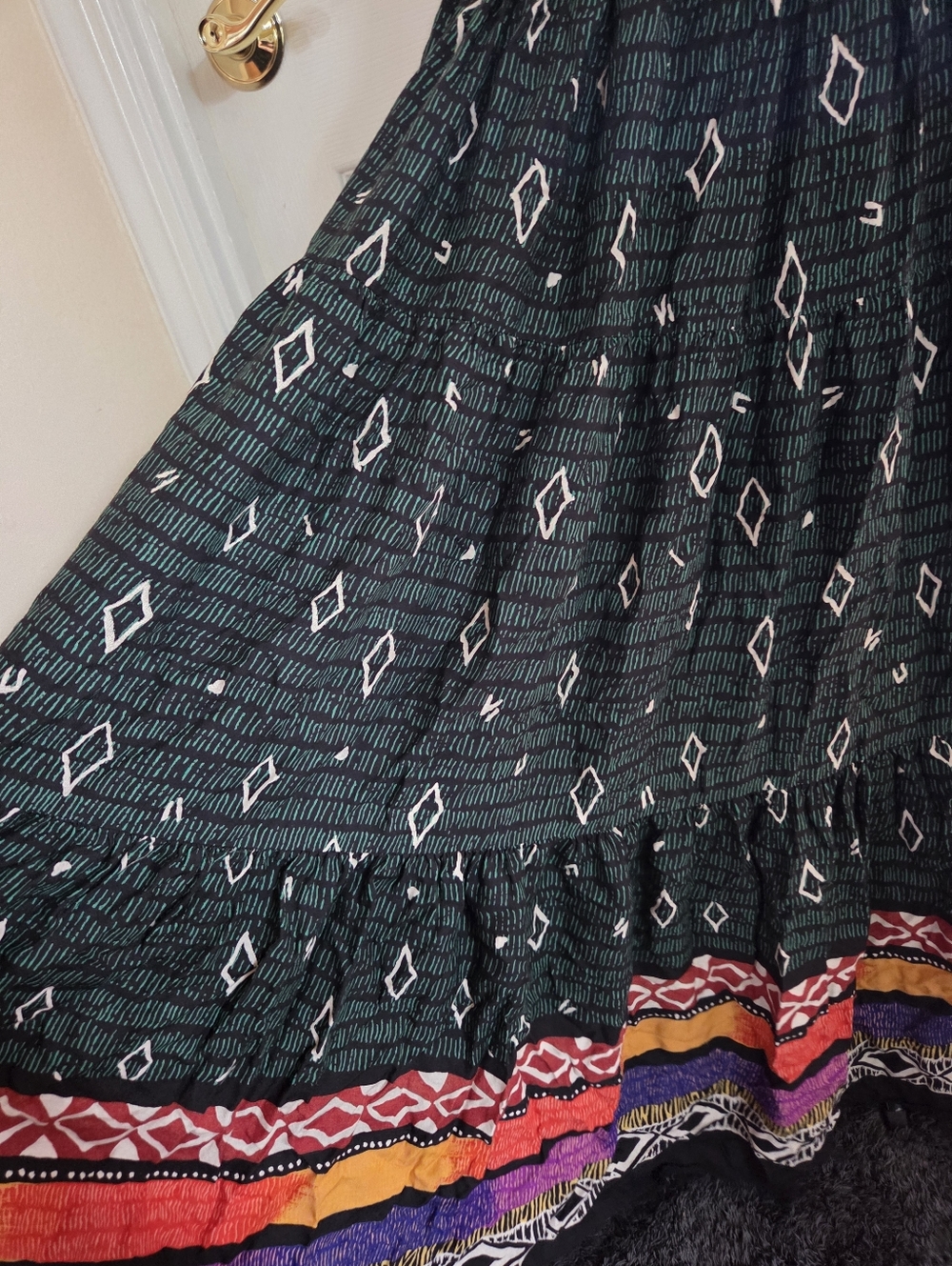 Banjo vtg western boho multicoloured maxi skirt boho festival western rodeo - Picture 4 of 8